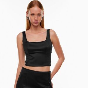 Aritzia/Wilfred satin crop top